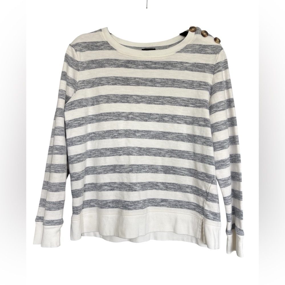 Talbots Striped Button Shoulder Top Medium Cotton… - image 3